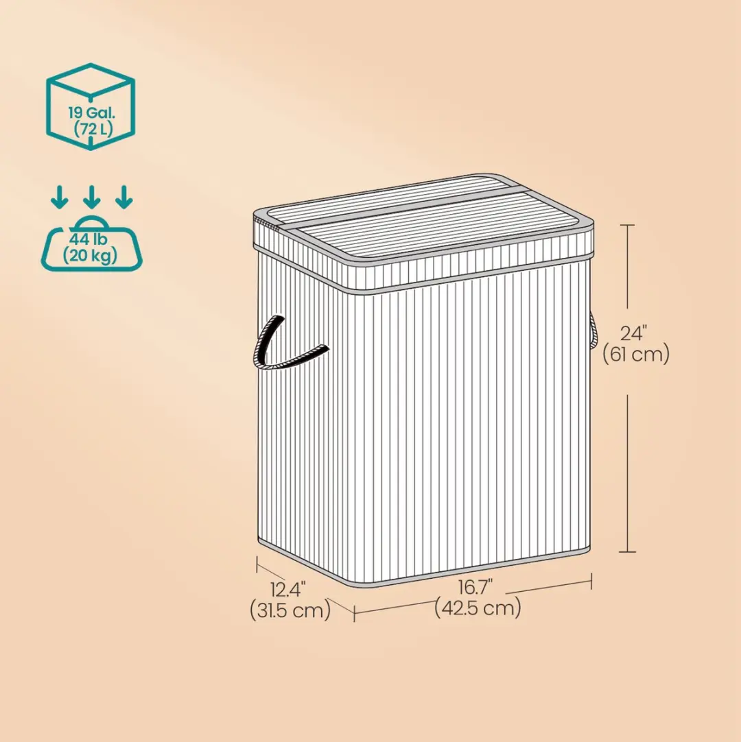 Songmics Bamboe Wasmand Grijs - Afneembaar