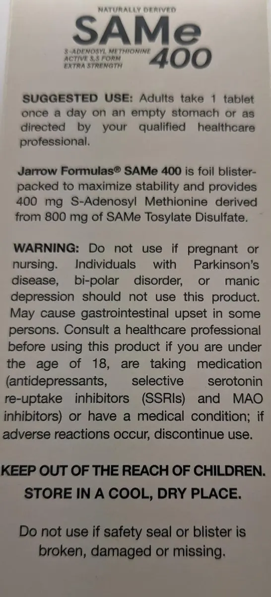Jarrow Formulas SAM-e 400mg 60 Tabletten