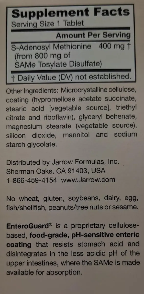 Jarrow Formulas SAM-e 400mg 60 Tabletten