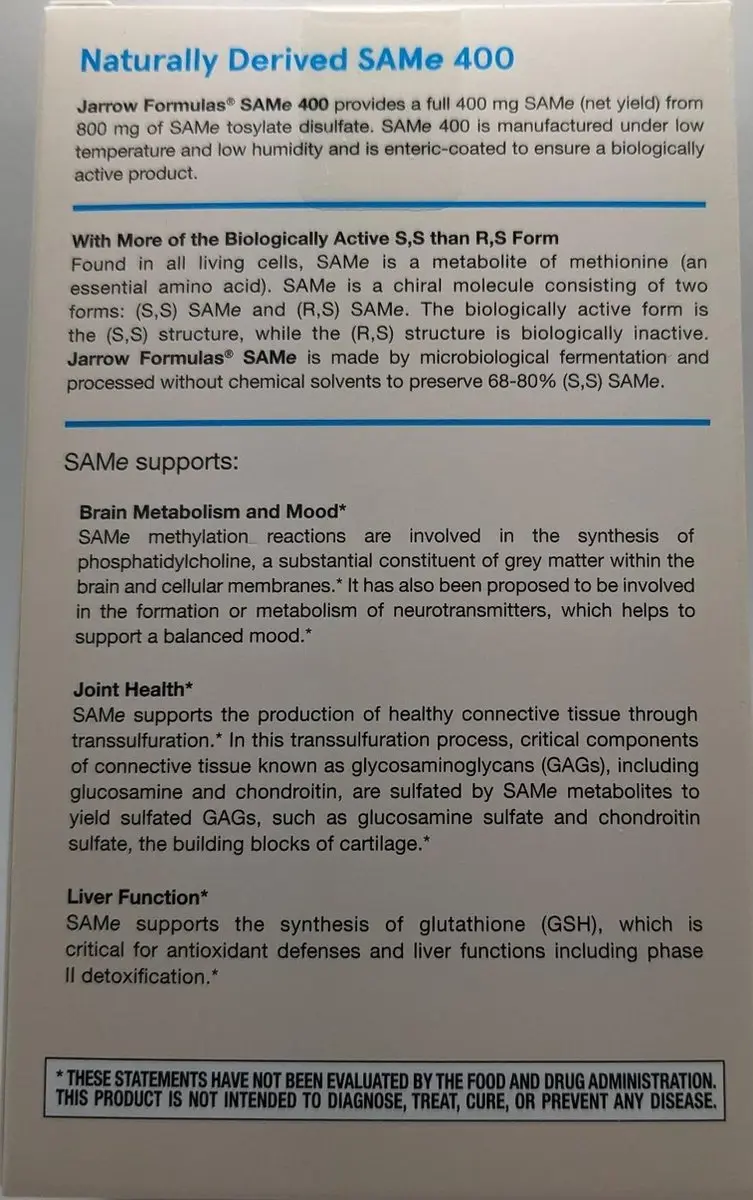 Jarrow Formulas SAM-e 400mg 60 Tabletten