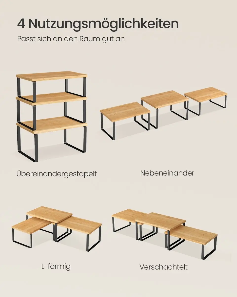 Songmics Kruidenrek 3-delig - Metaal - Inktzwart/Natuurbeige - afbeelding 6 van 6