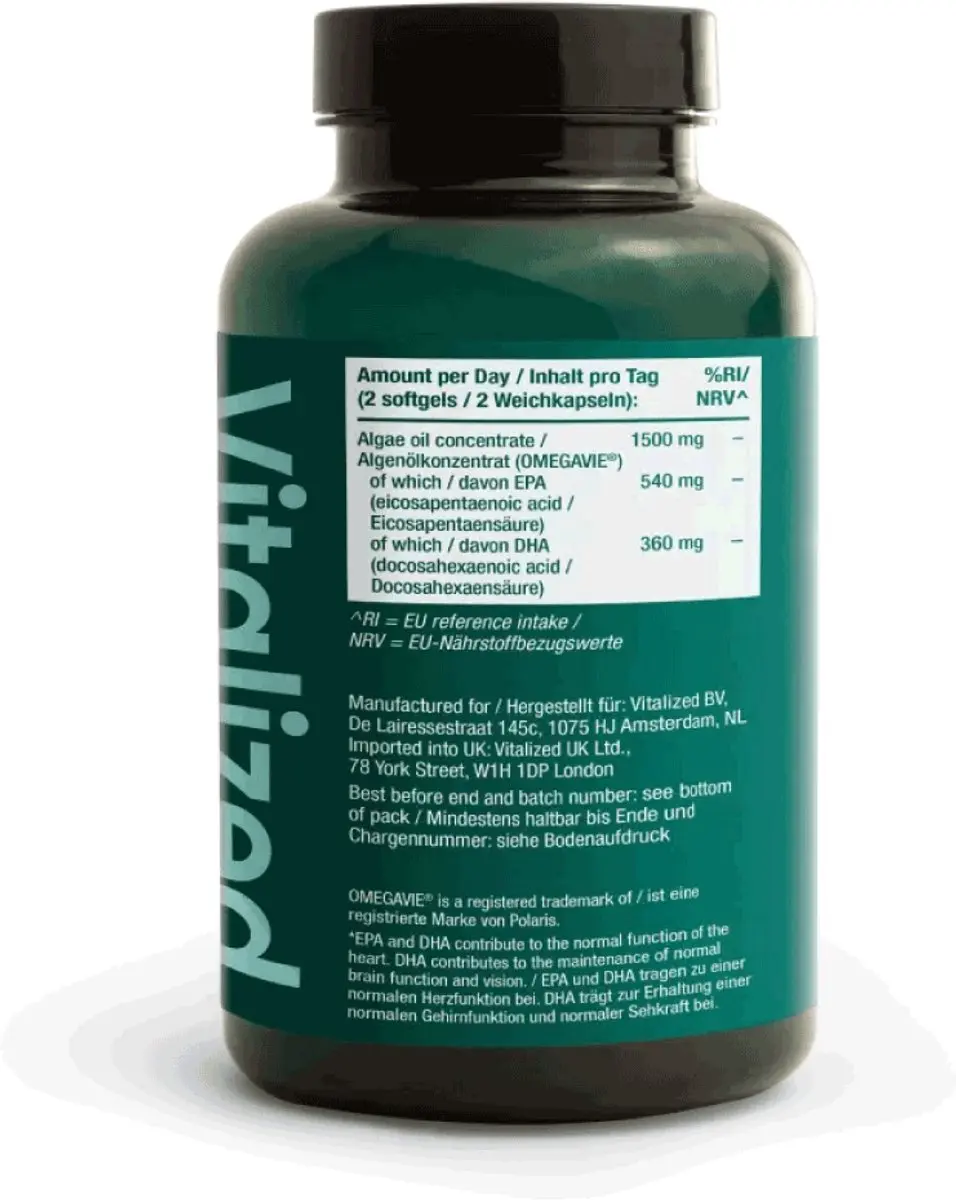 Vitalized Omega-3 Vegan 540mg EPA+360mg DHA - 60 Softgels