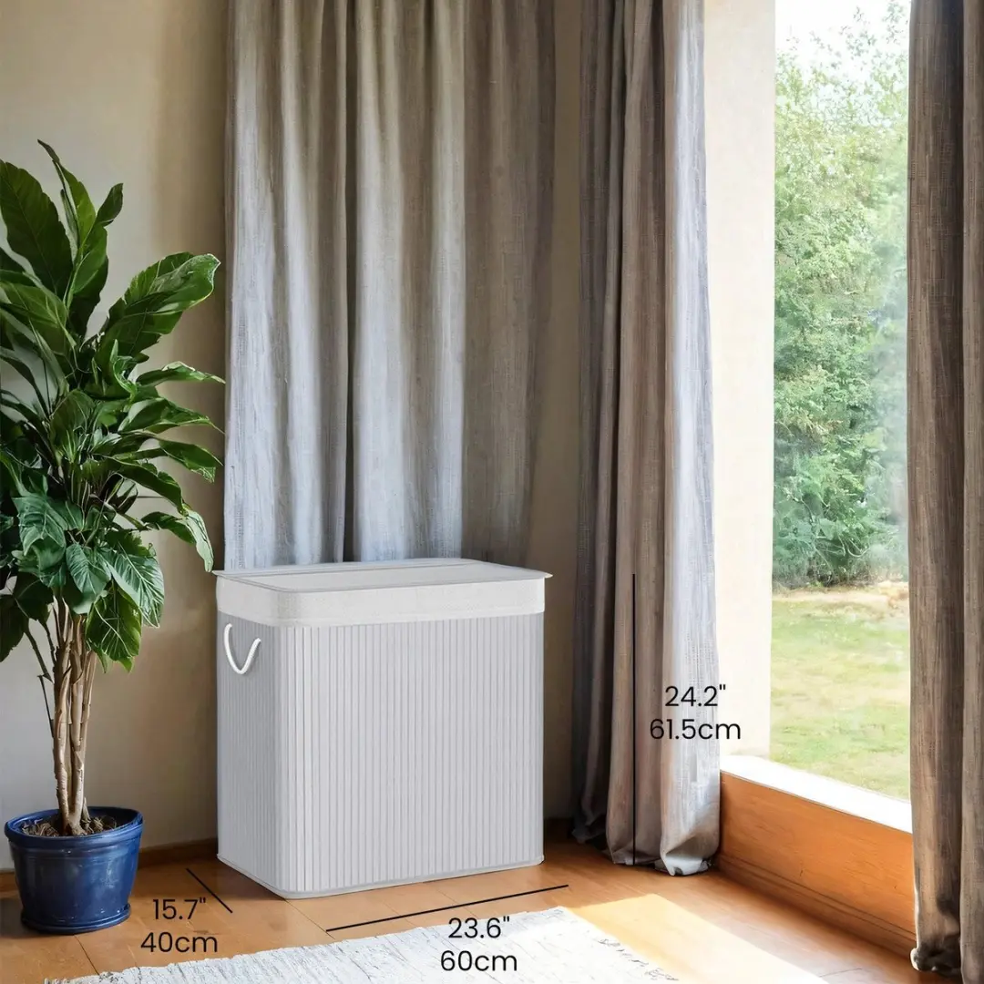 Songmics Wasmand 3 Vakken 150L - Bamboe