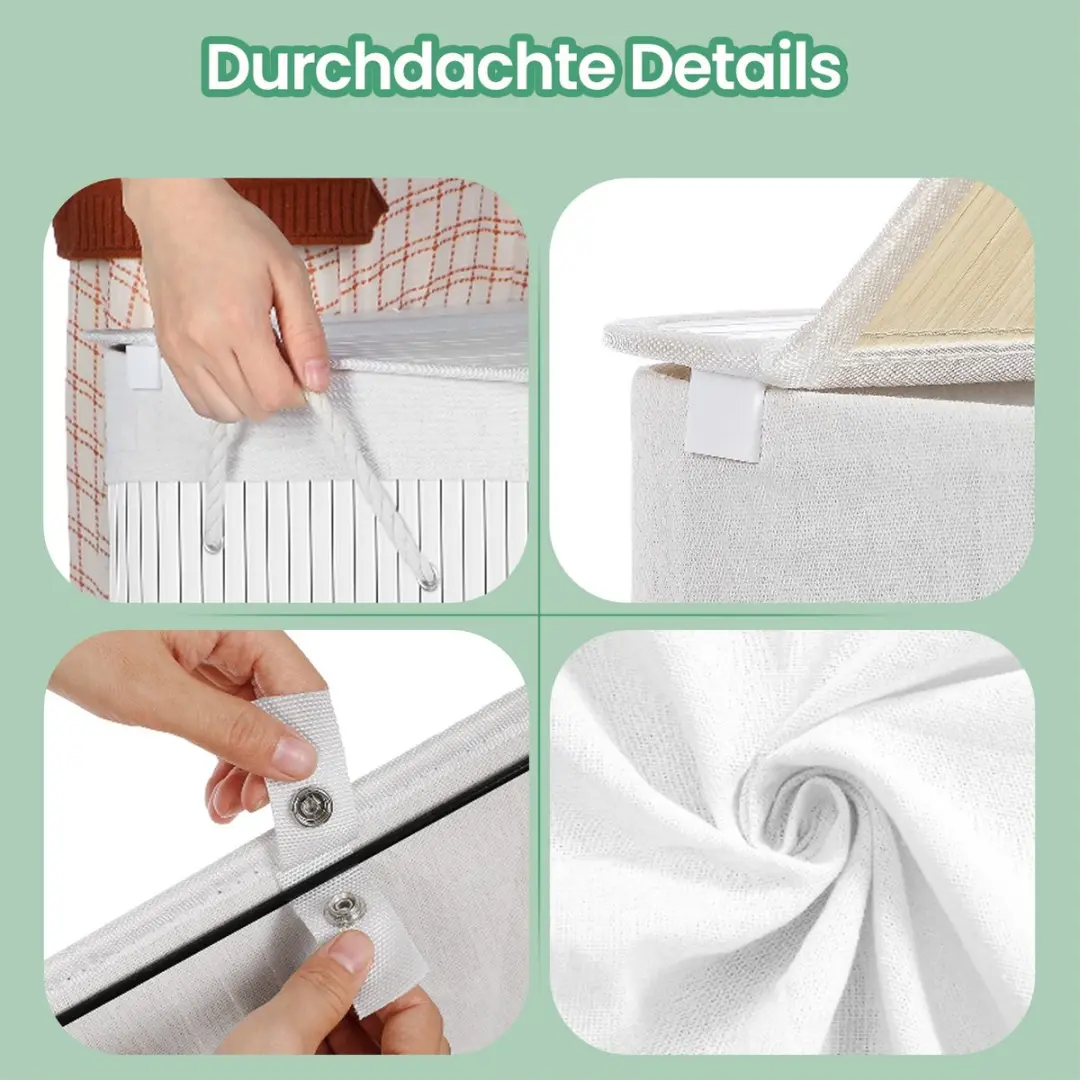 Songmics Wasmand 100L - Bamboe Wit