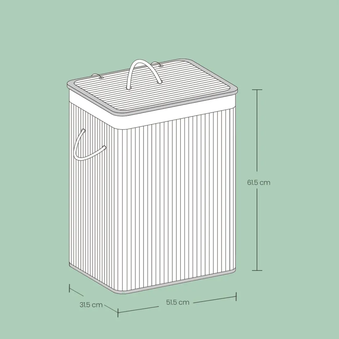 Songmics Wasmand 100L - Bamboe Wit