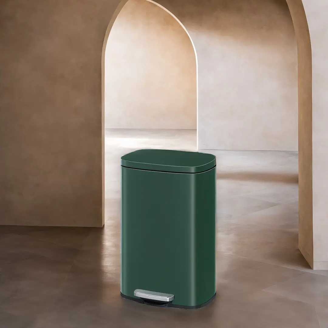 Songmics Pedaalprullenbak Roestvrij Staal Groen 50L