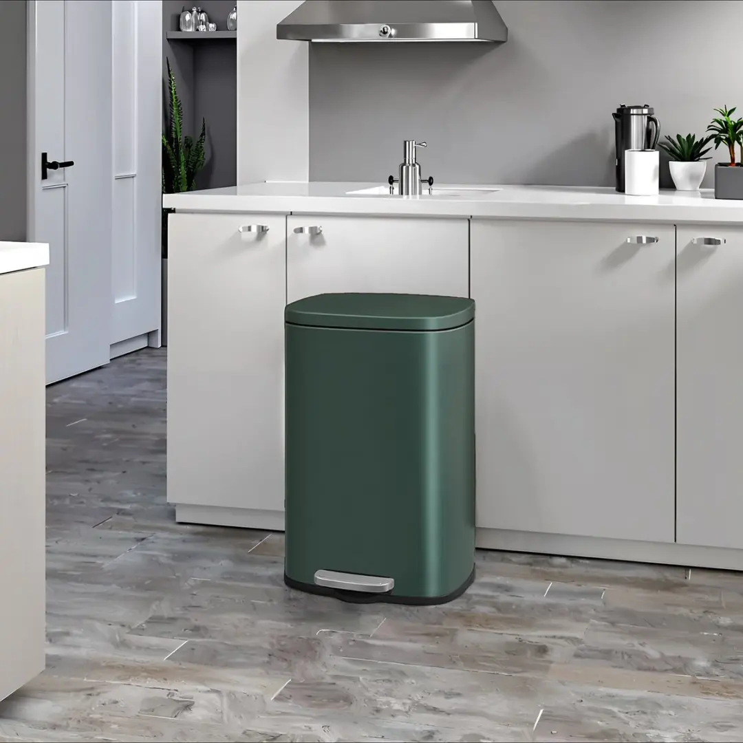 Songmics Pedaalprullenbak Roestvrij Staal Groen 50L