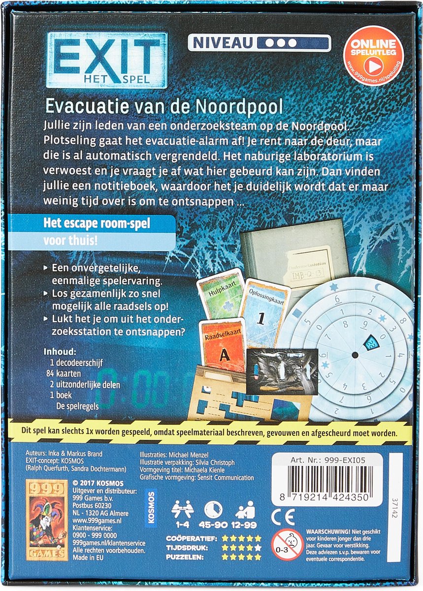 999 Games - EXIT - Evacuatie van de Noordpool - Breinbreker - Escape Room Spel