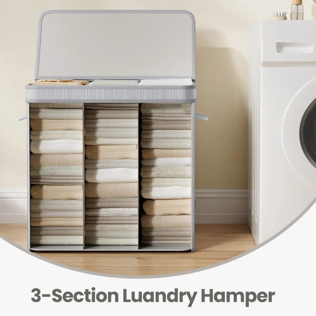 Songmics Bamboe Wasmand 100L - Grijs