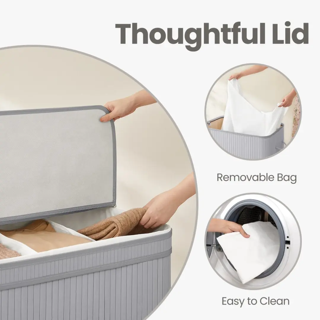 Songmics Bamboe Wasmand 100L - Grijs