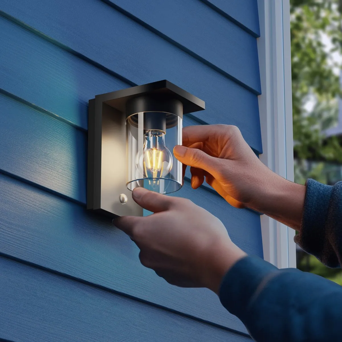 Calex Asti Solar Wandlamp - Zwart