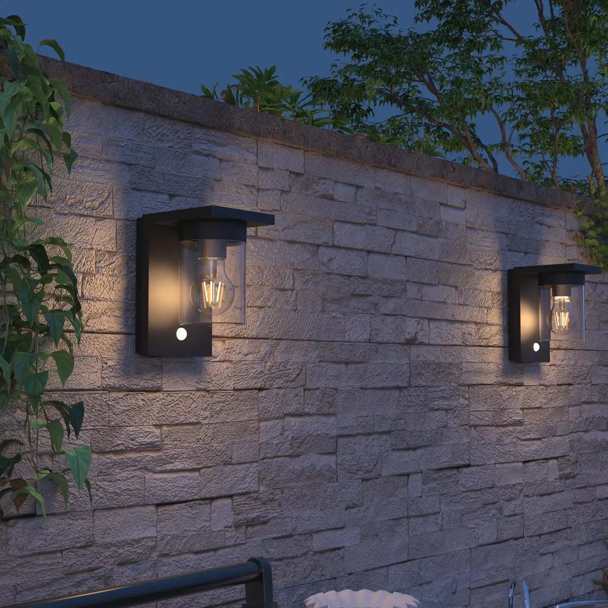 Calex Asti Solar Wandlamp - Zwart