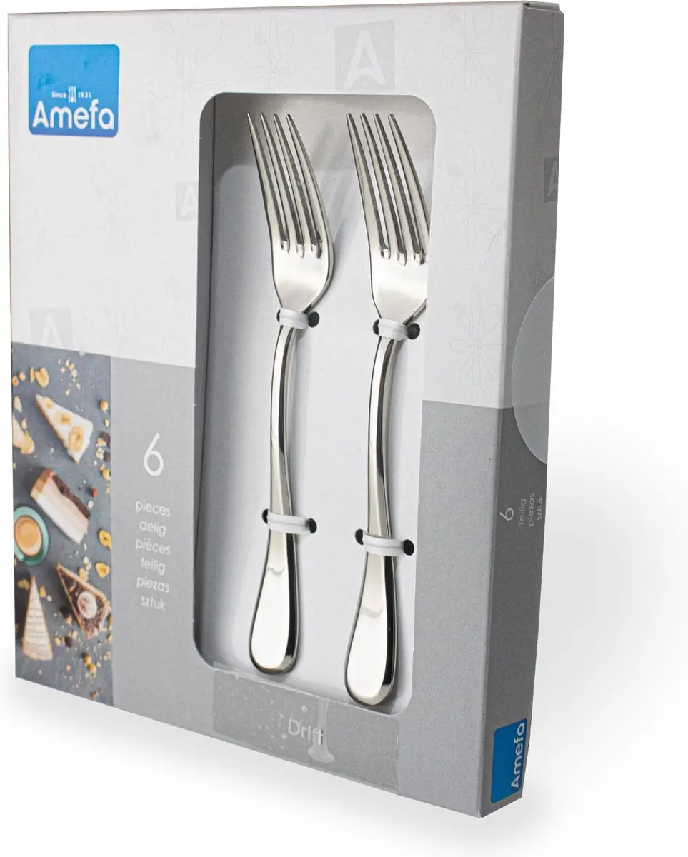 Amefa Drift Gebakvorkjes 6 Stuks - Zilver - afbeelding 6 van 6