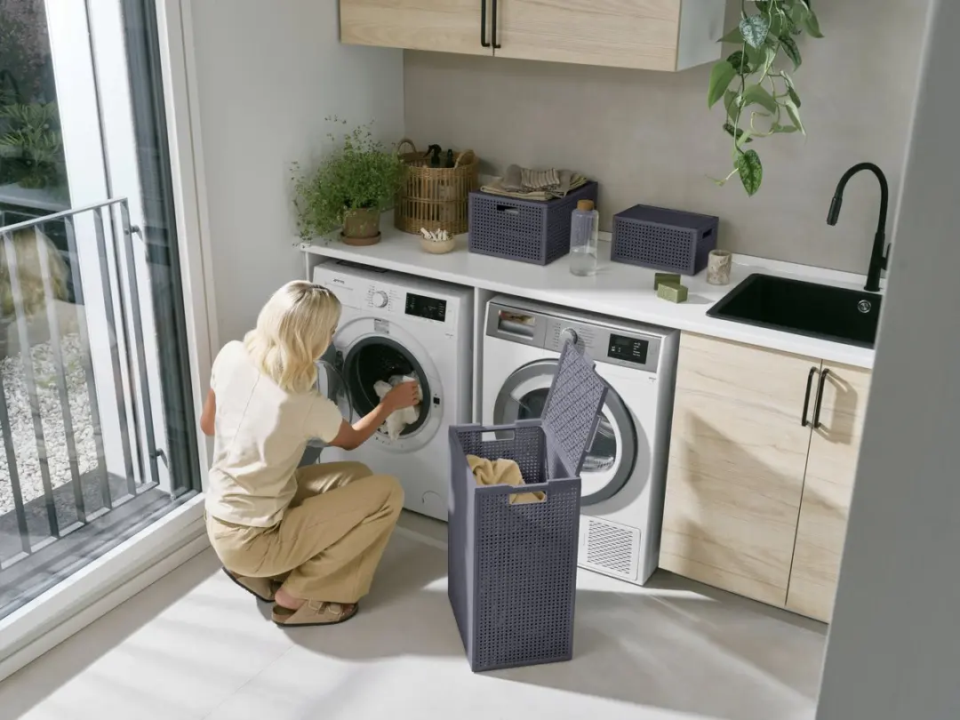 Curver Kaya Wasmand met deksel 60L - 3 Stuks - Antraciet