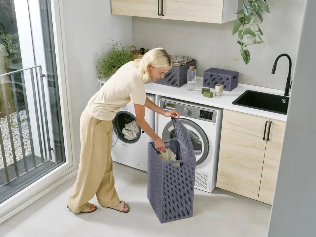 Curver Kaya Wasmand met deksel 60L - 3 Stuks - Antraciet