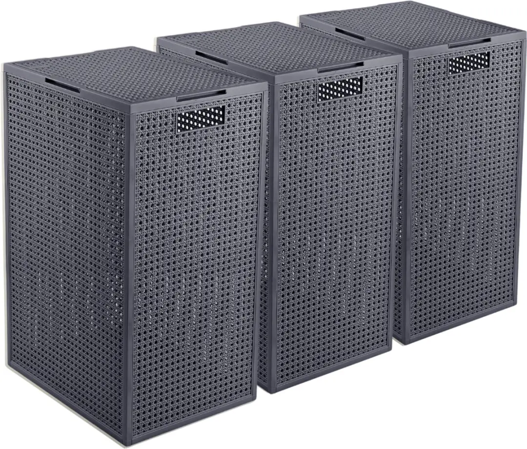 Curver Kaya Wasmand met deksel 60L - 3 Stuks - Antraciet