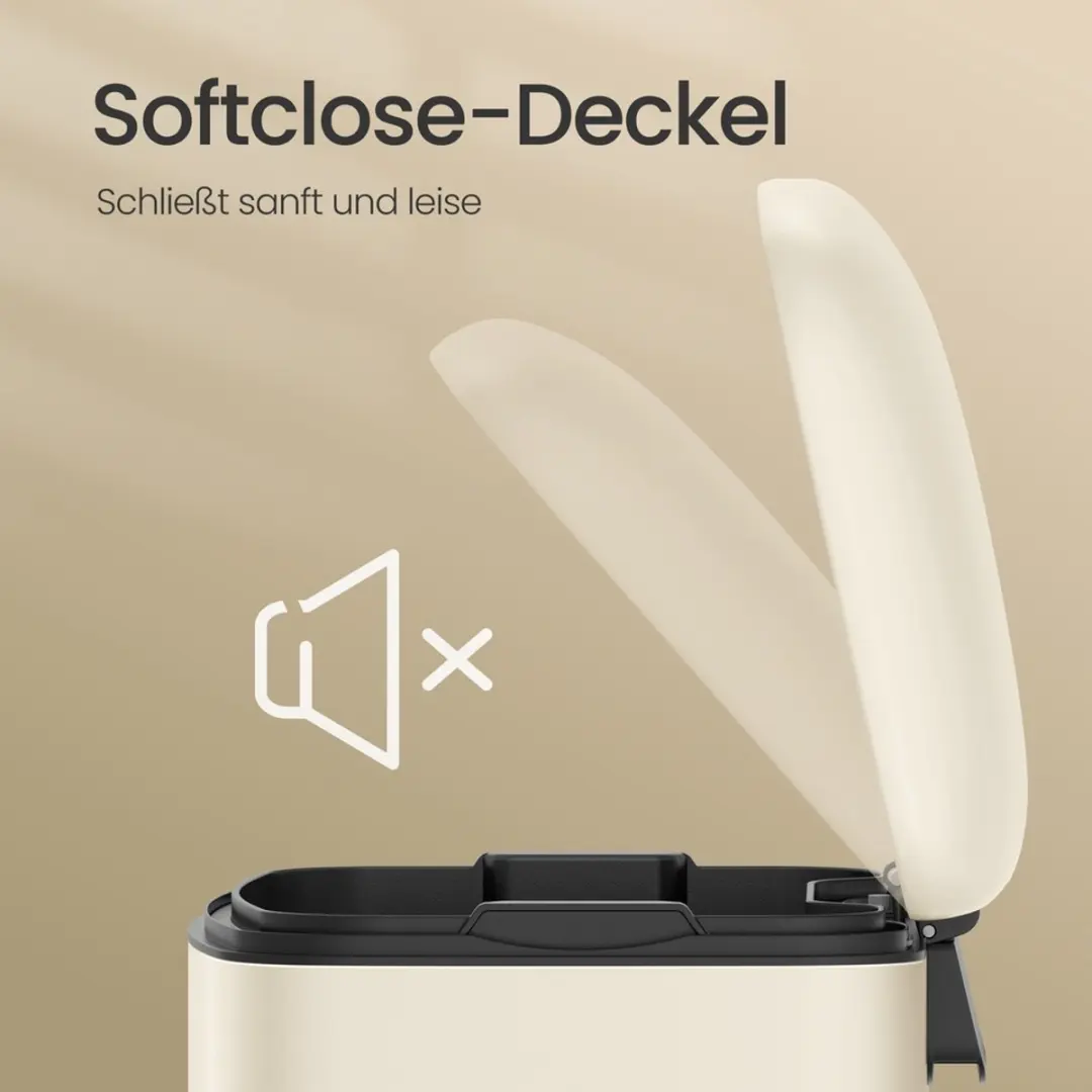 Songmics Pedaalemmer 30L - Zacht sluitend - Crèmewit