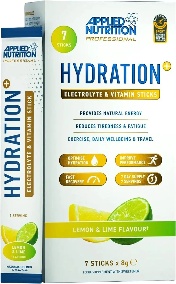 Applied Nutrition Hydration+ Electrolyte Sticks - 56g (7x8g) - Aardbei/Rode bes