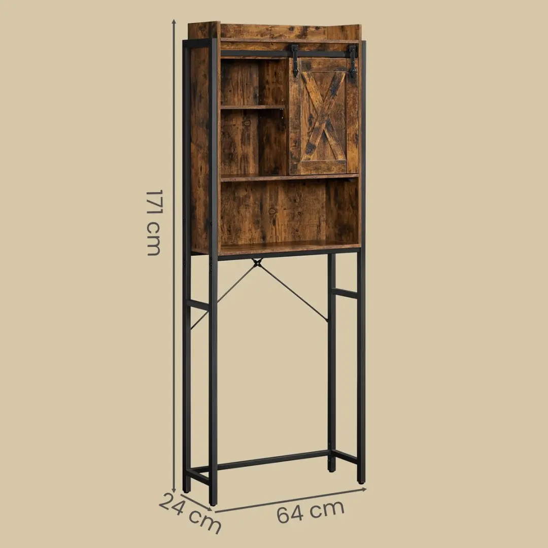 Songmics Wasmachinerek met Kast - Staal - Bruin/Zwart