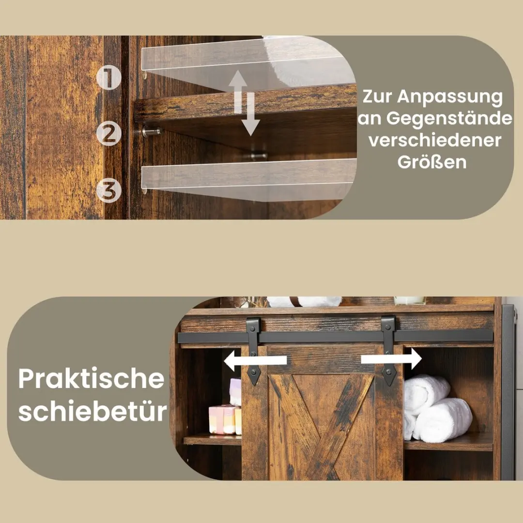 Songmics Wasmachinerek met Kast - Staal - Bruin/Zwart - afbeelding 6 van 6