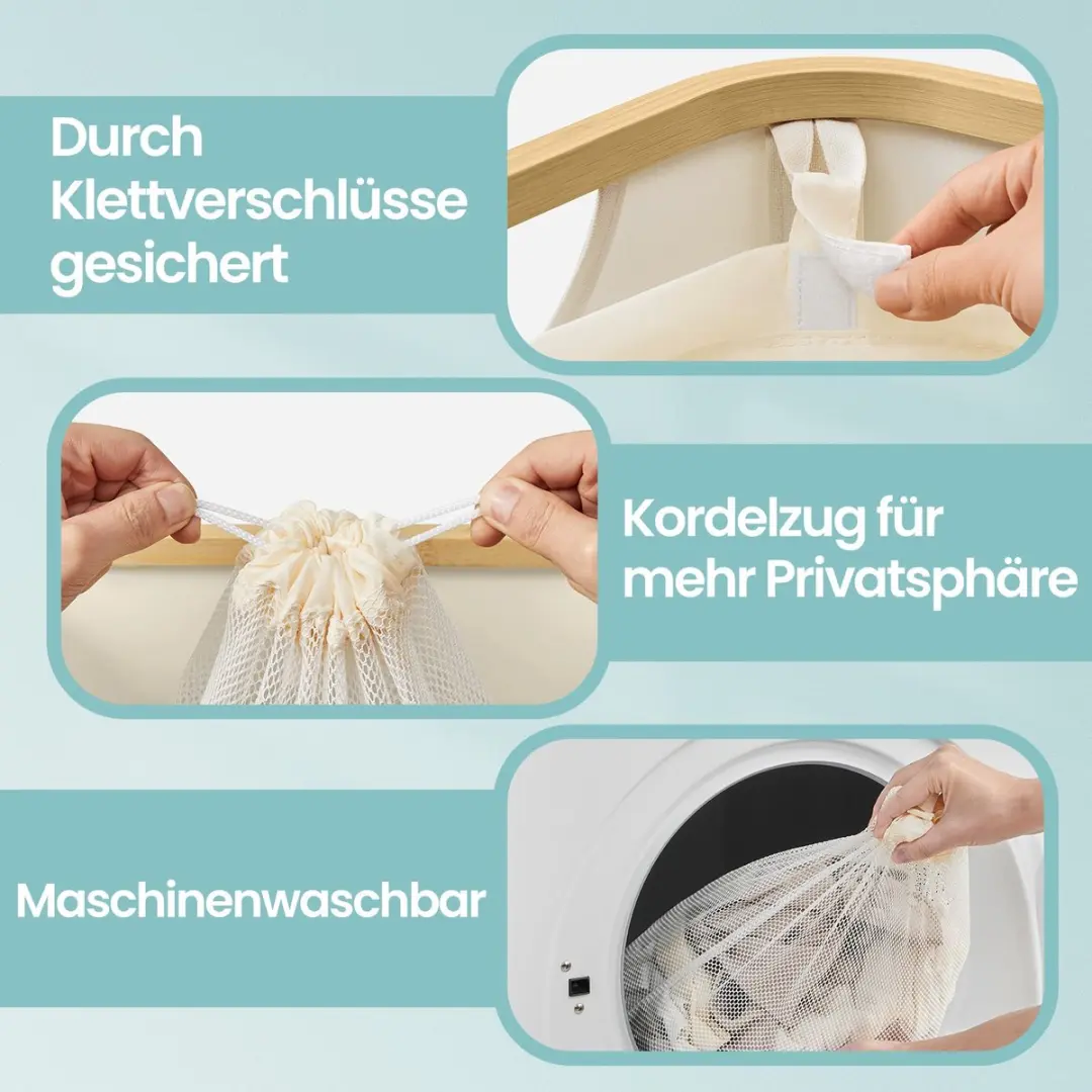 Songmics Wasmand met Deksel 90L - Beige