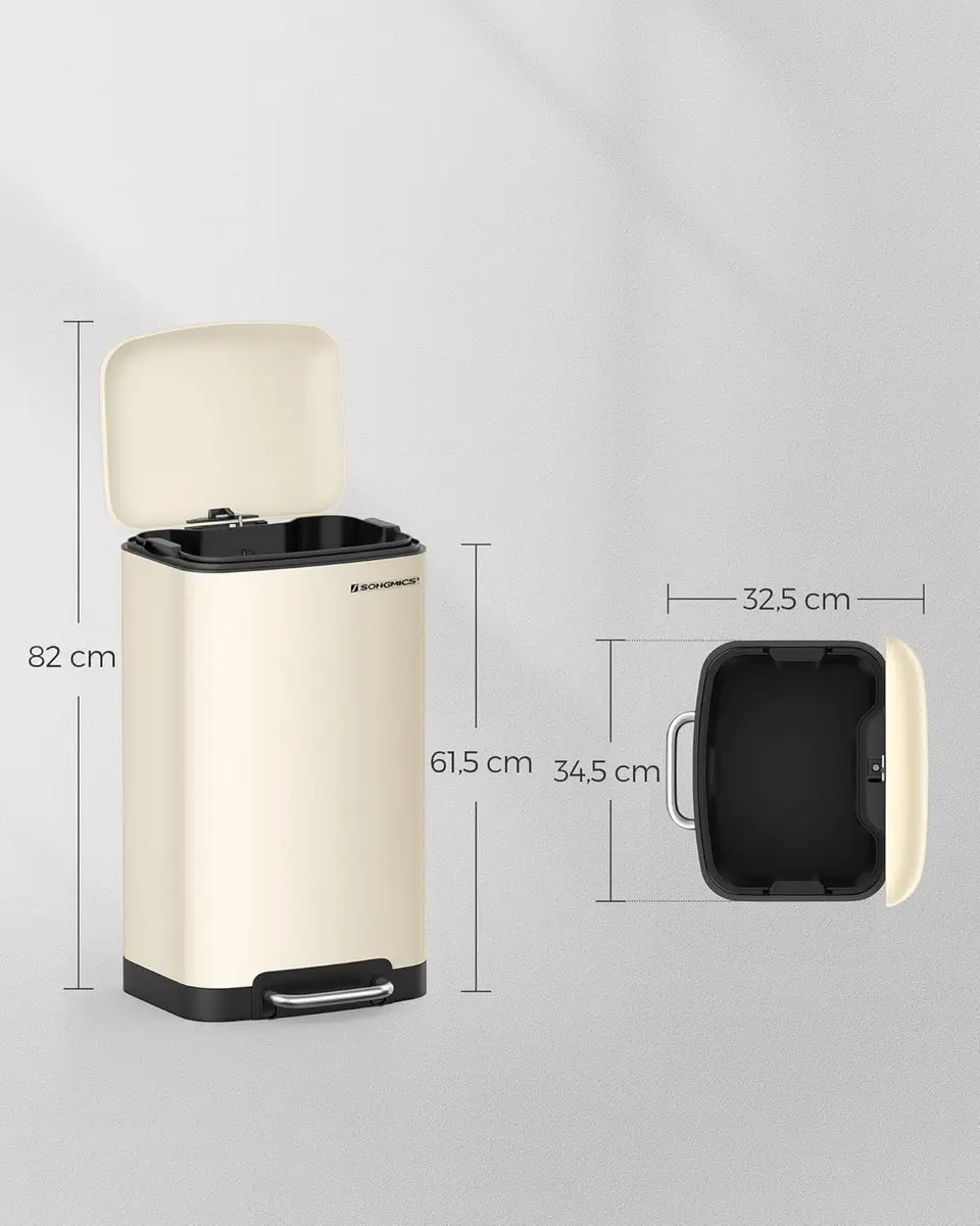 Songmics Pedaalemmer 30L - Crèmewit