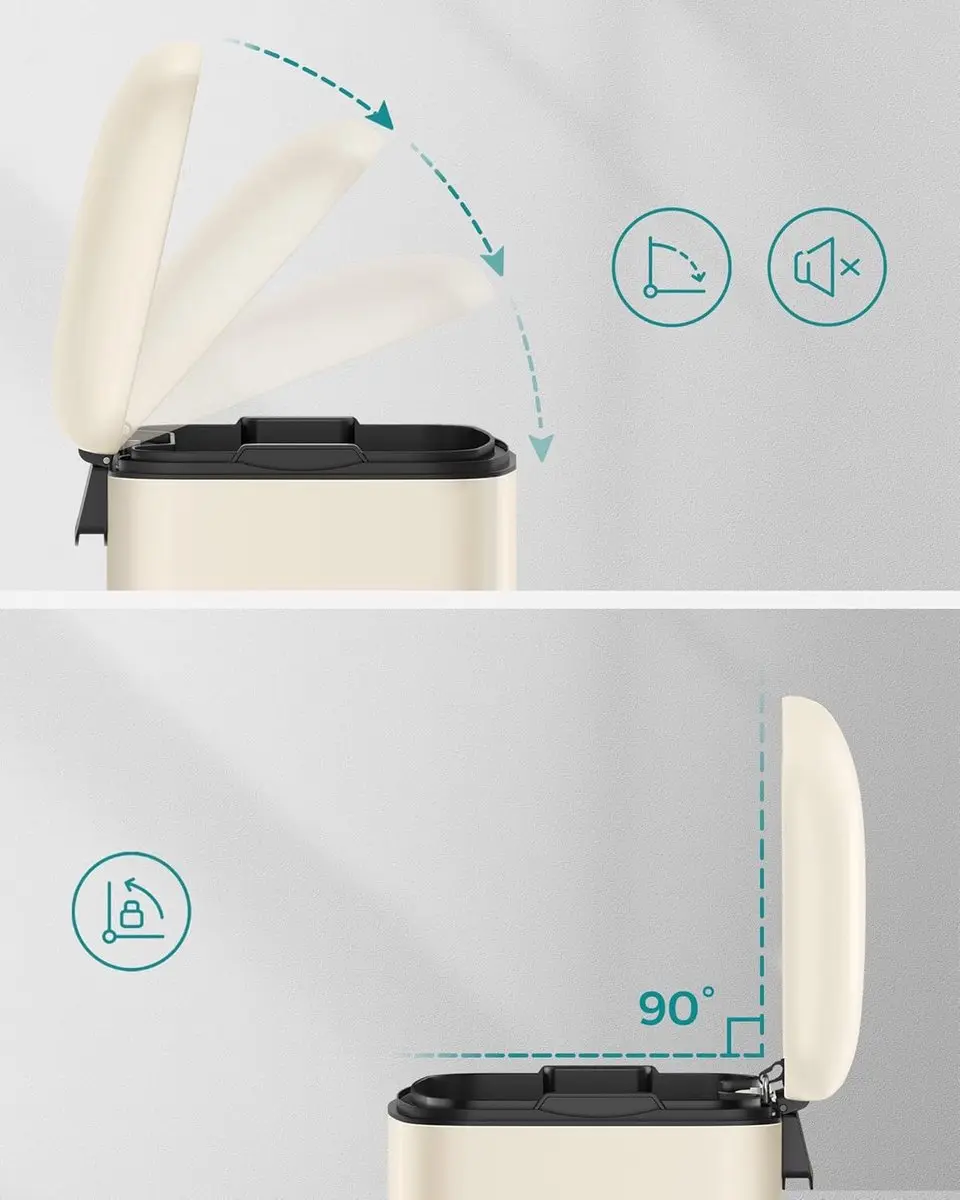 Songmics Pedaalemmer 30L - Crèmewit