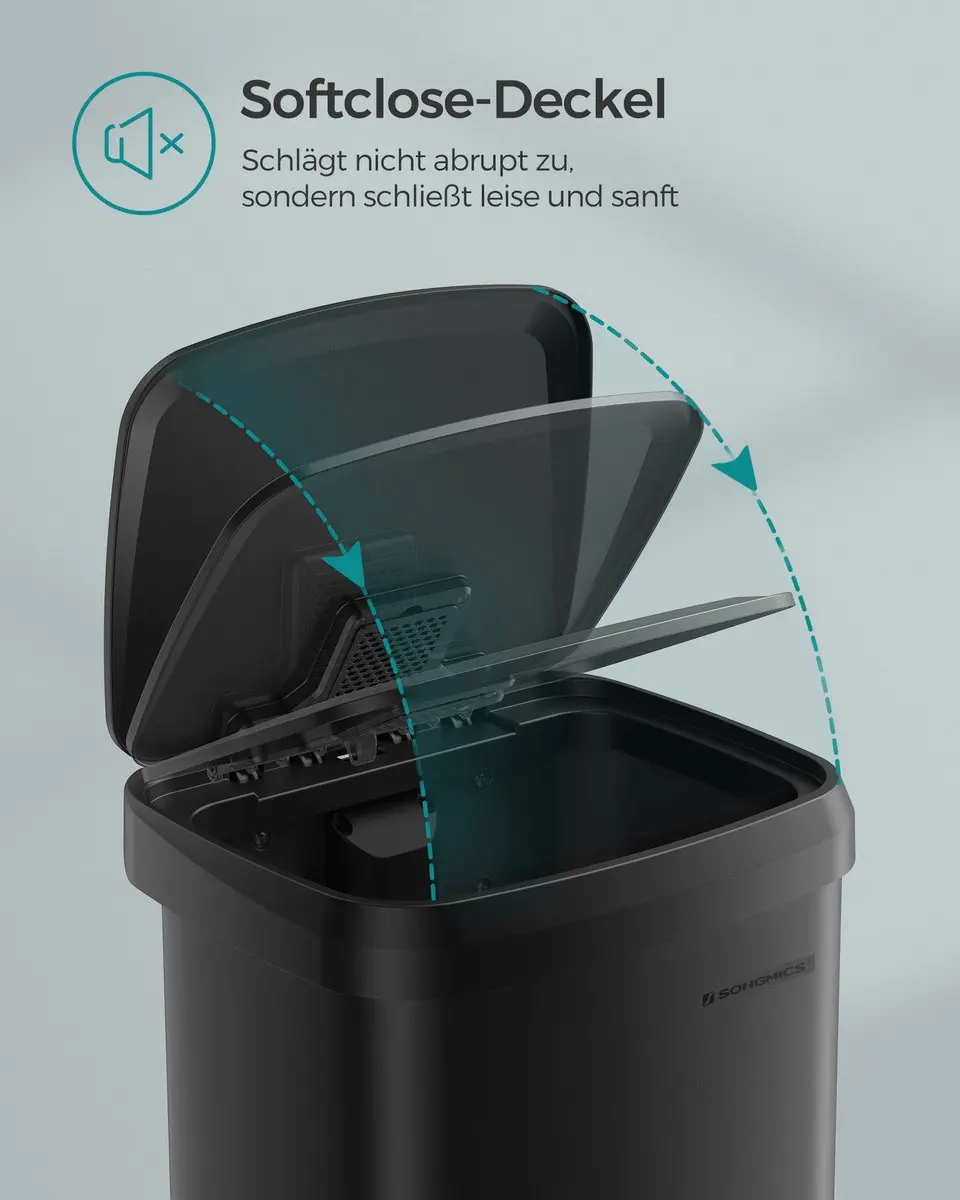 Songmics Keukenafvalbak 50L - Zwart - afbeelding 5 van 6