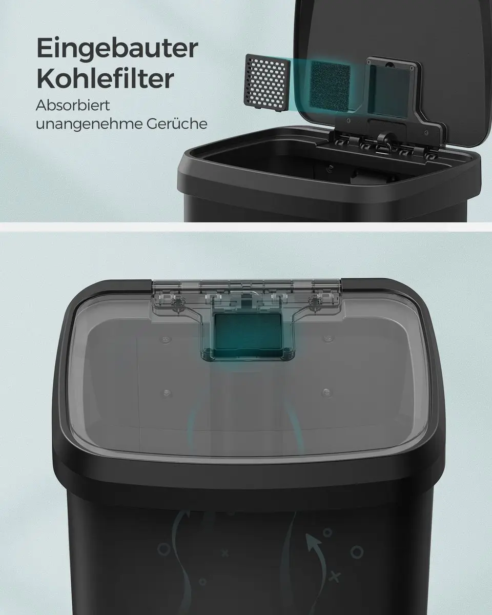 Songmics Keukenafvalbak 50L - Zwart - afbeelding 6 van 6