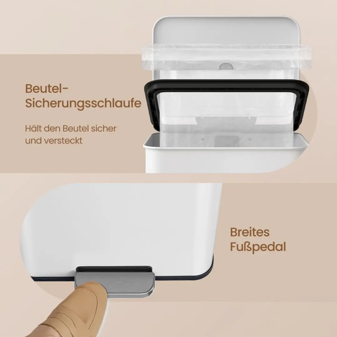 Songmics Keukenprullenbak 40L - Softclose - Zilver