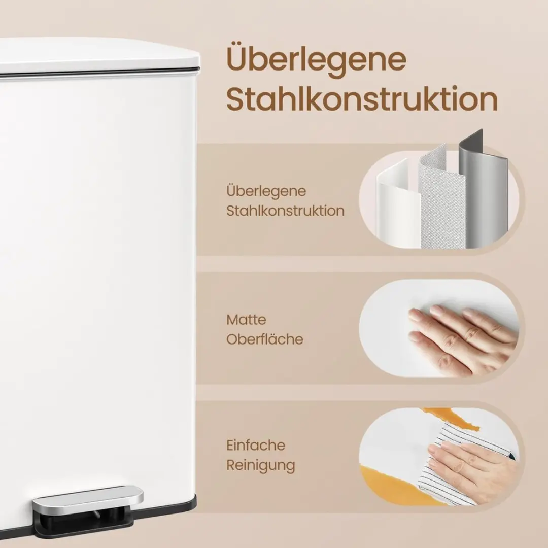 Songmics Keukenprullenbak 40L - Softclose - Zilver