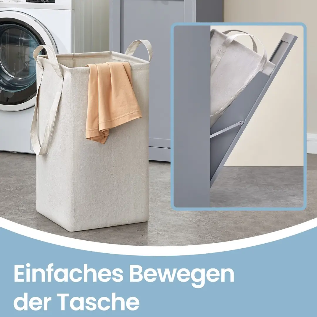 Songmics Badkamerkastje met wasmand 40x40x170cm - Grijs