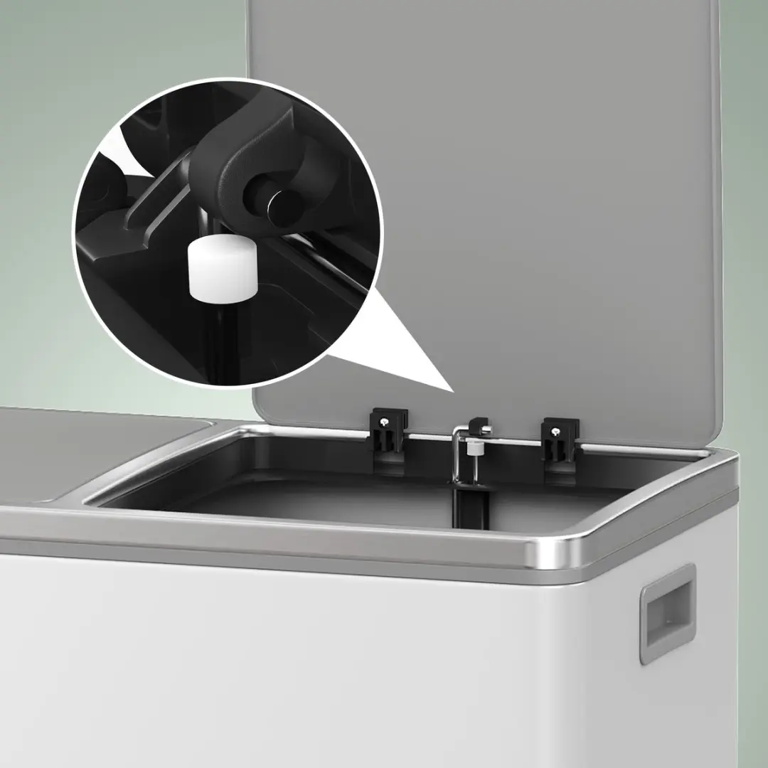 Songmics 60L Puilkorf - 2 Compartimenten - Pedaalbediening - Wit/Grijs