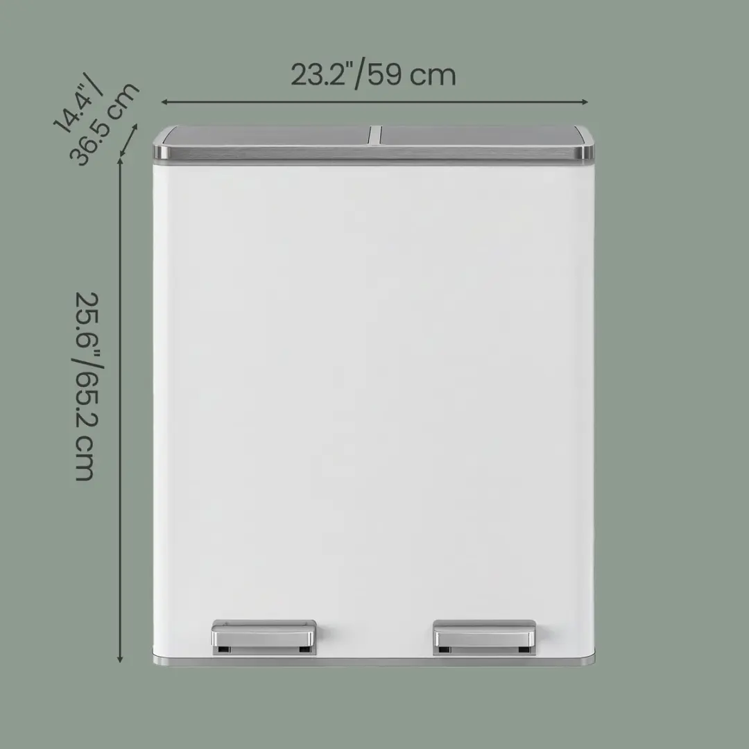 Songmics 60L Puilkorf - 2 Compartimenten - Pedaalbediening - Wit/Grijs - afbeelding 6 van 6