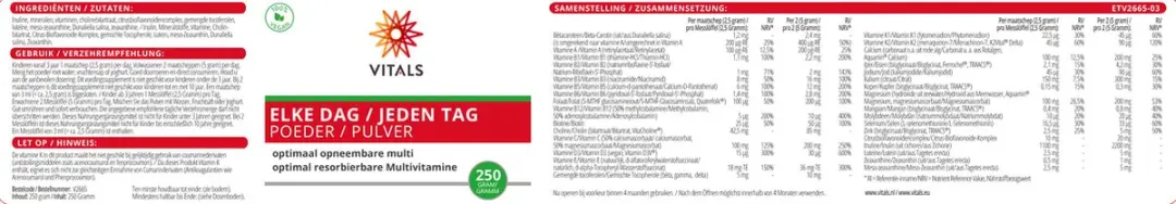 Vitals Elke Dag Poeder 250g