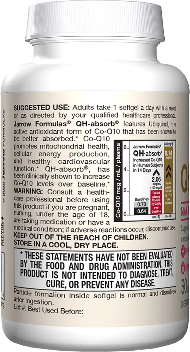 Jarrow Formulas Ubiquinol QH-Absorb 200mg - 60 Softgels