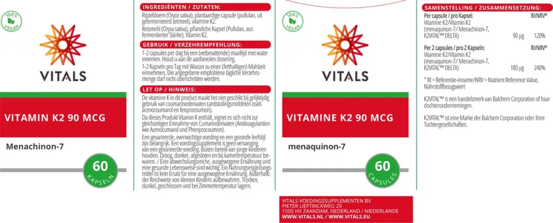 Vitals Vitamine K2 90 mcg MK-7 - 60 Capsules