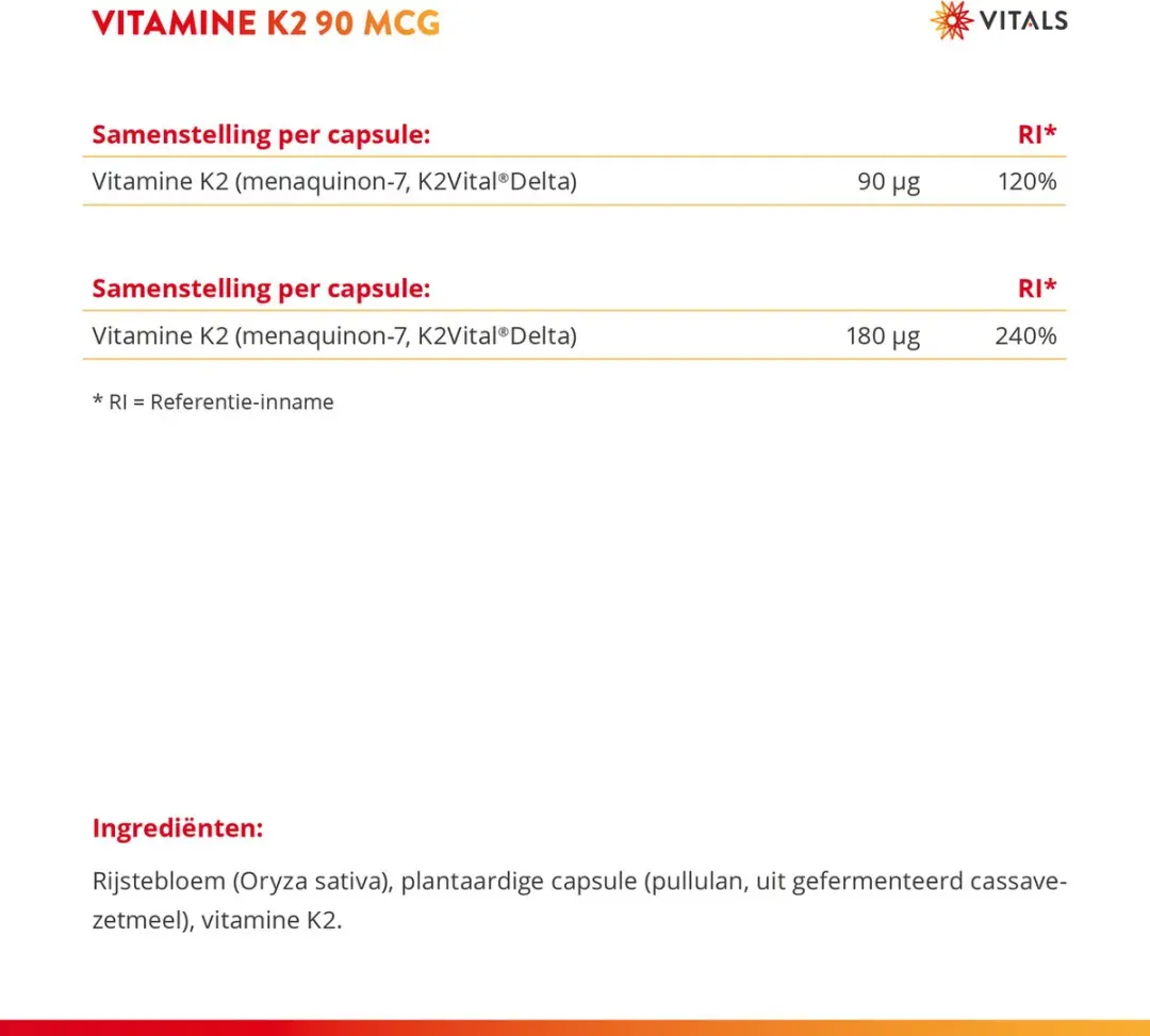 Vitals Vitamine K2 90 mcg MK-7 - 60 Capsules
