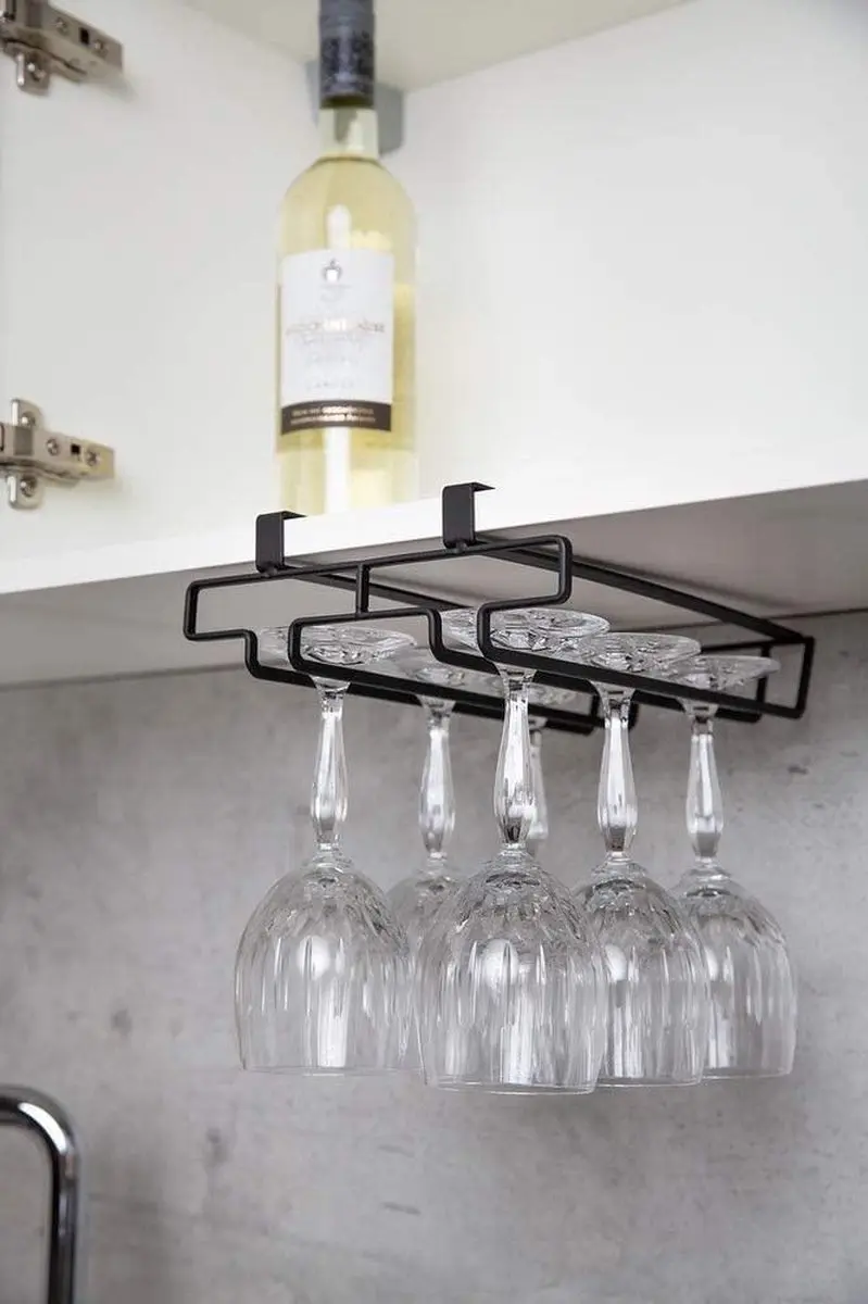 Wenko Wijnglazenhouder Klea 70x28cm - 6 Glazen - Zwart Staal