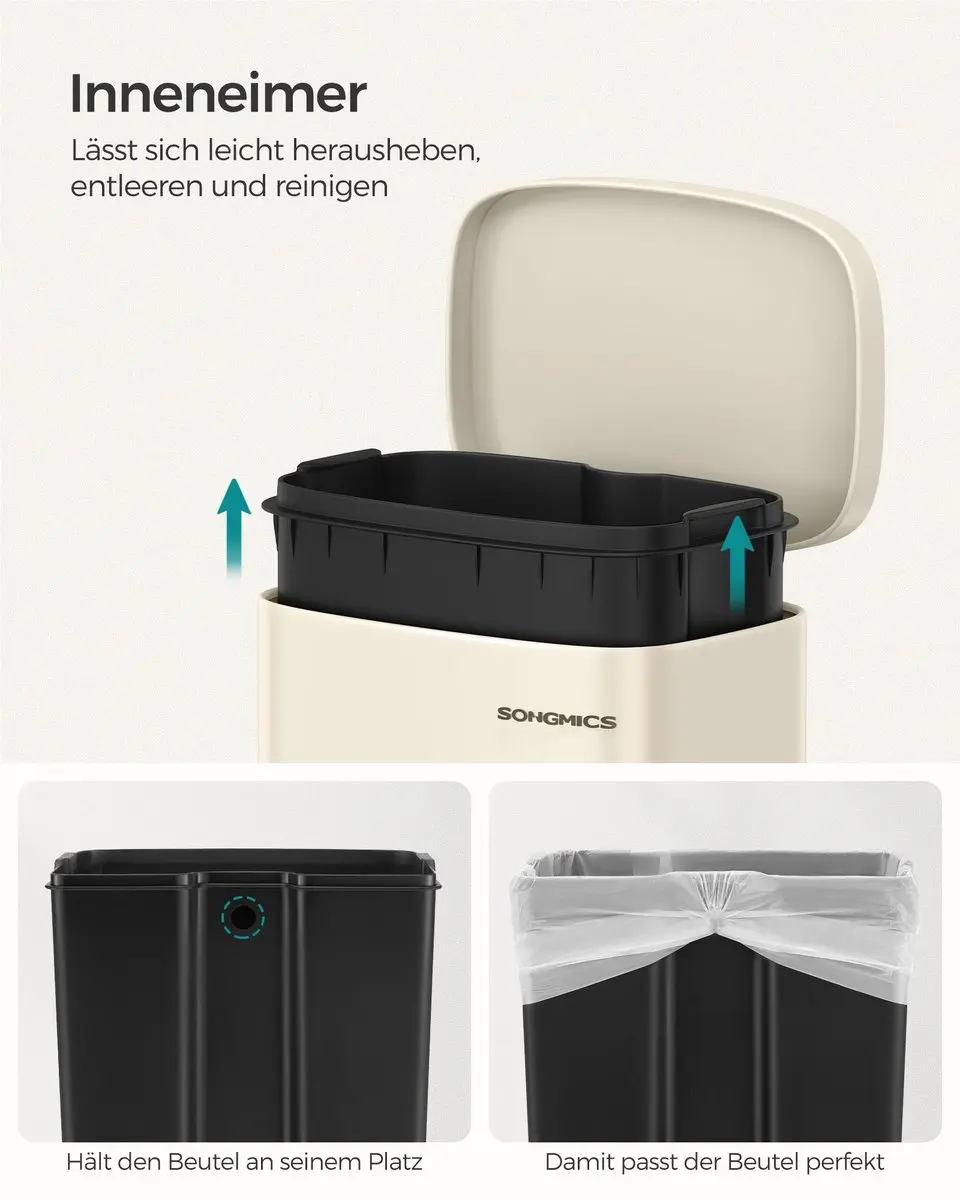 Songmics Prullenbak 30L - Grijs