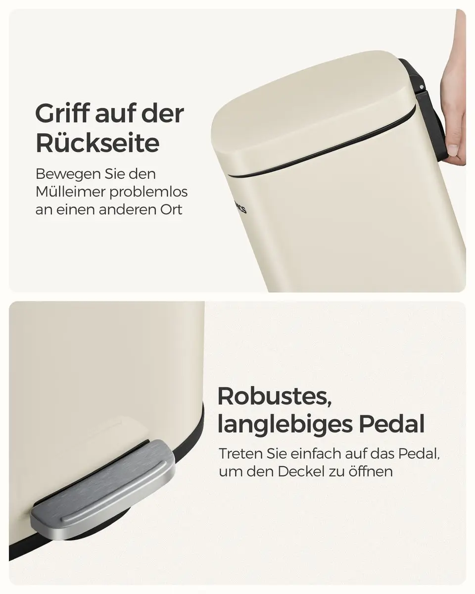 Songmics Prullenbak 30L - Grijs - afbeelding 6 van 6