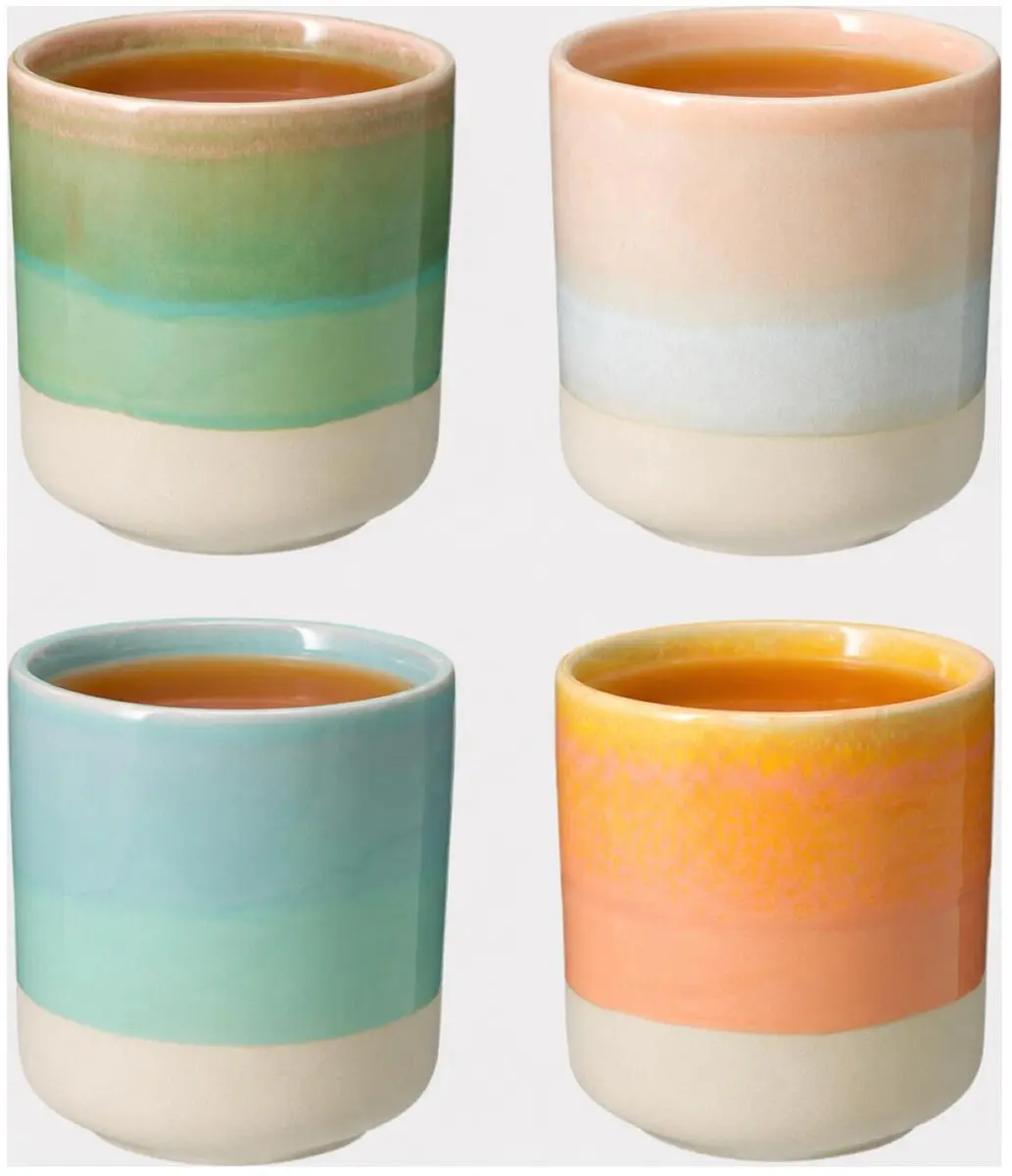 Bellatio Design Colour Burst Mokken - 4x Keramiek 180ml - Aqua