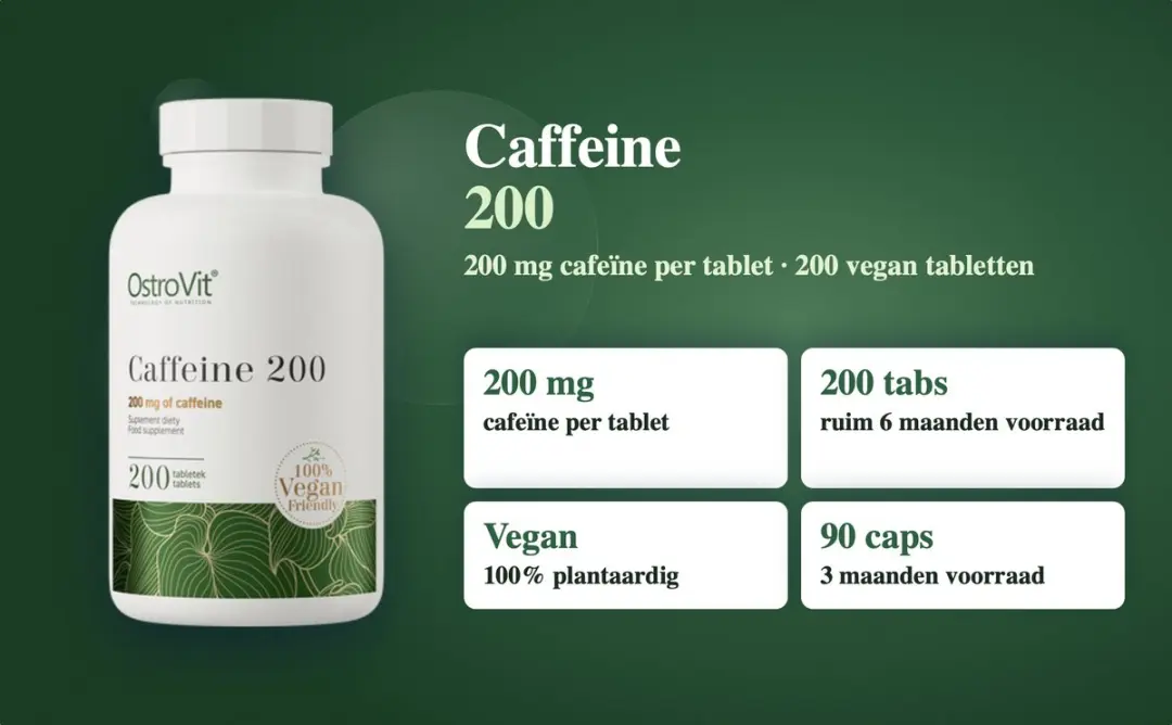 OstroVit Cafeïne 200mg 200 tabletten - Vegan