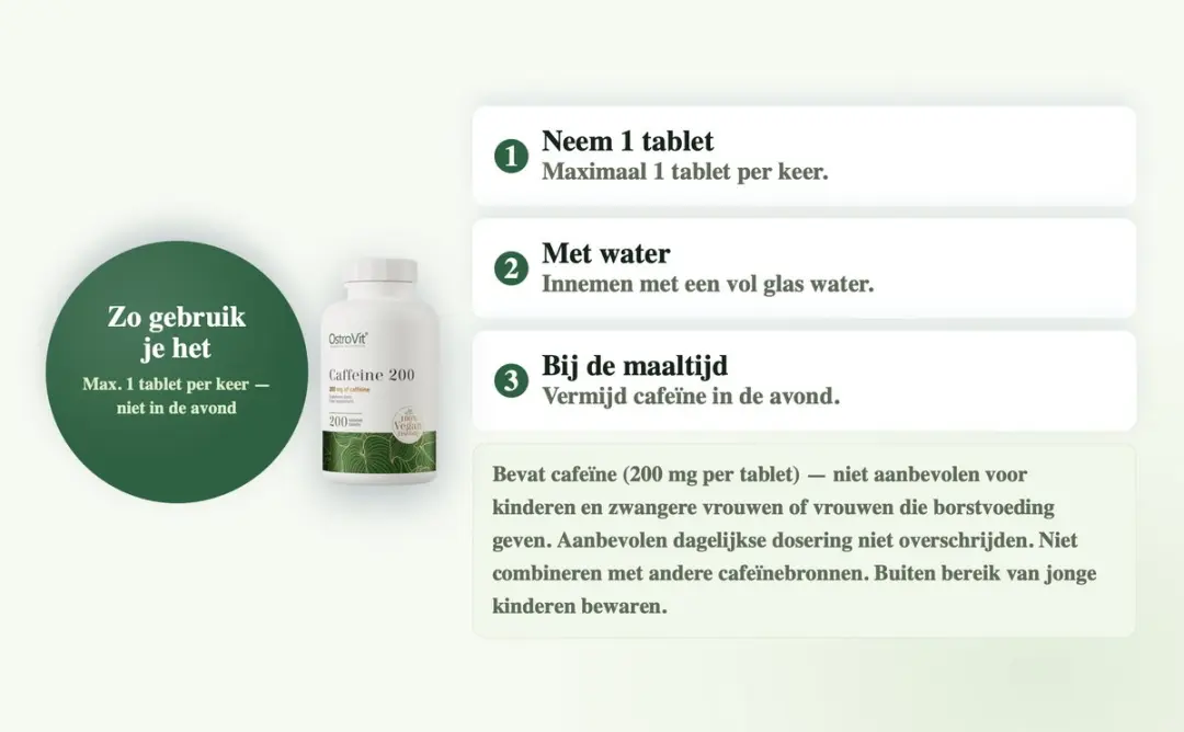 OstroVit Cafeïne 200mg 200 tabletten - Vegan