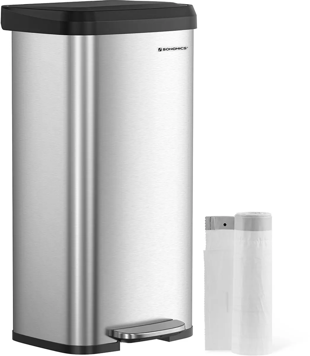 Songmics Keukenafvalbak 68L - Zilver/Zwart
