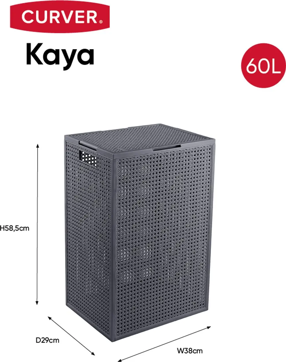 Curver Kaya Wasmand met deksel 60L - 2 Stuks - Antraciet