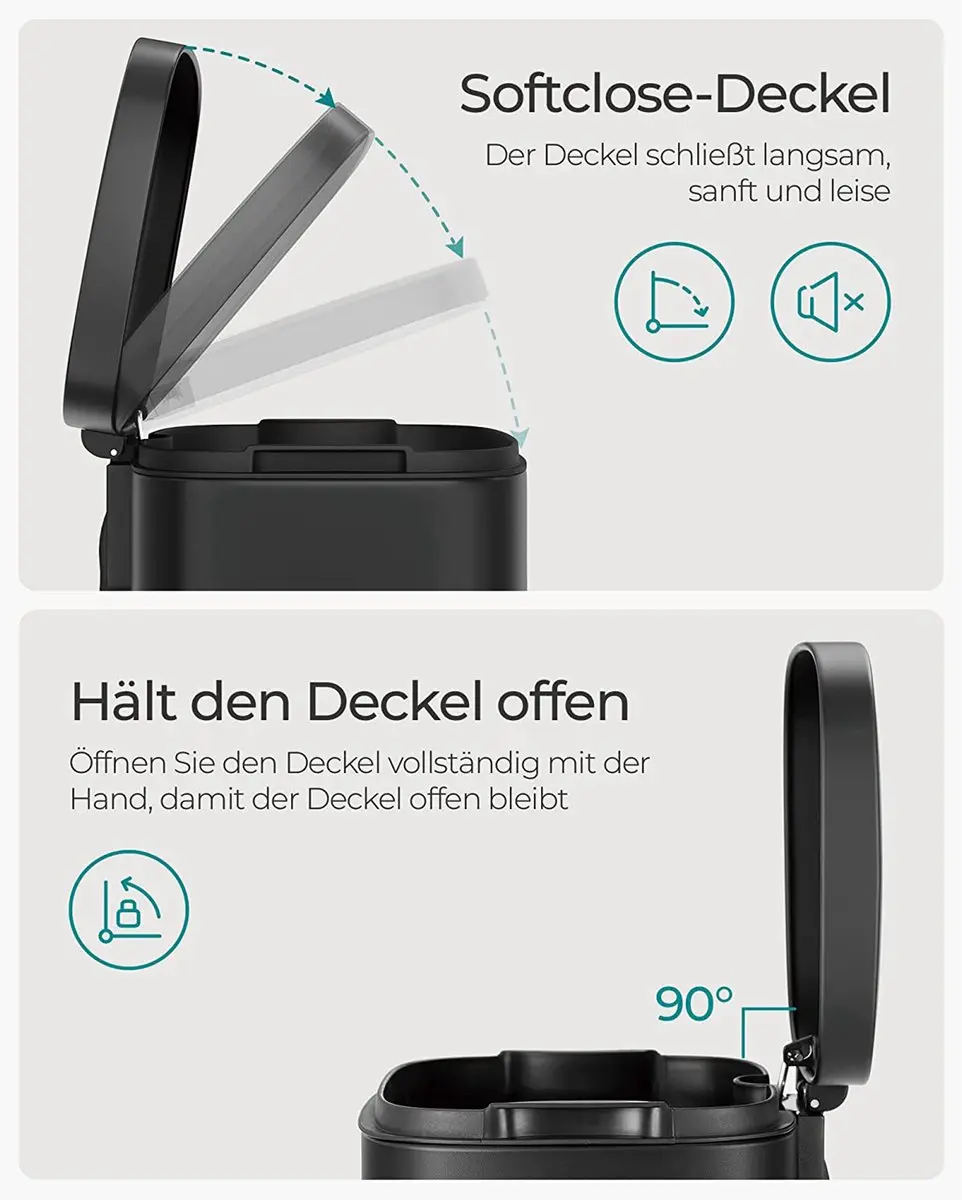 Songmics Keukenprullenbak 30L - Zwart