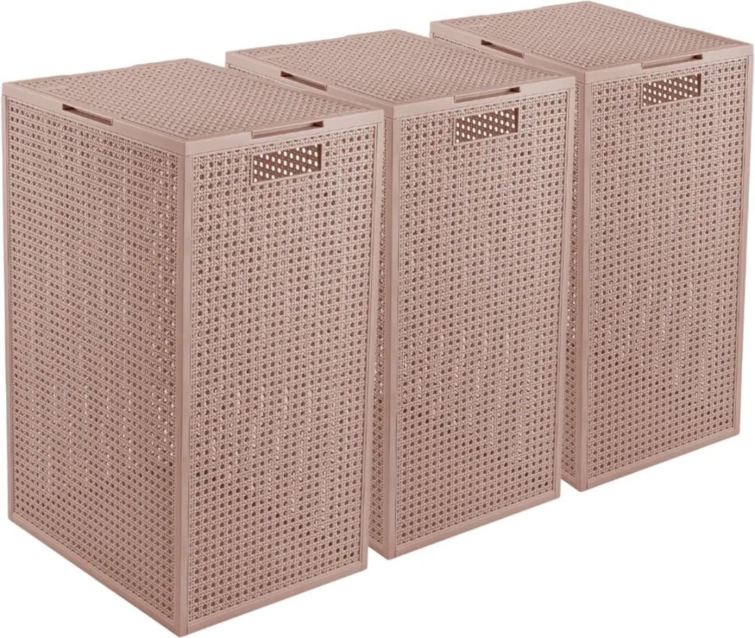 Curver Kaya Wasmand met deksel 60L - 3 Stuks - Warm Taupe