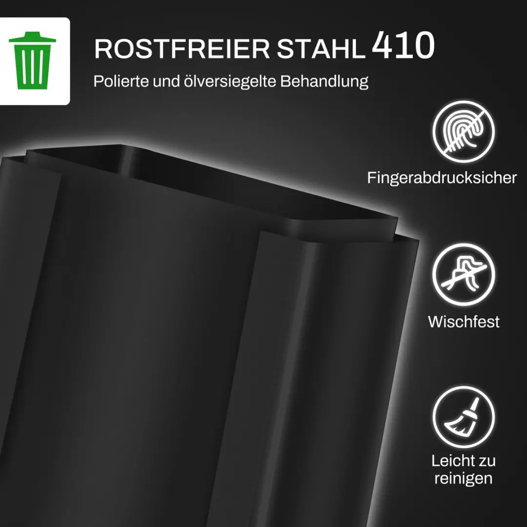 Homcom Edelstahl Vuilnisbak 47,7L - 2 Vakken - Zwart