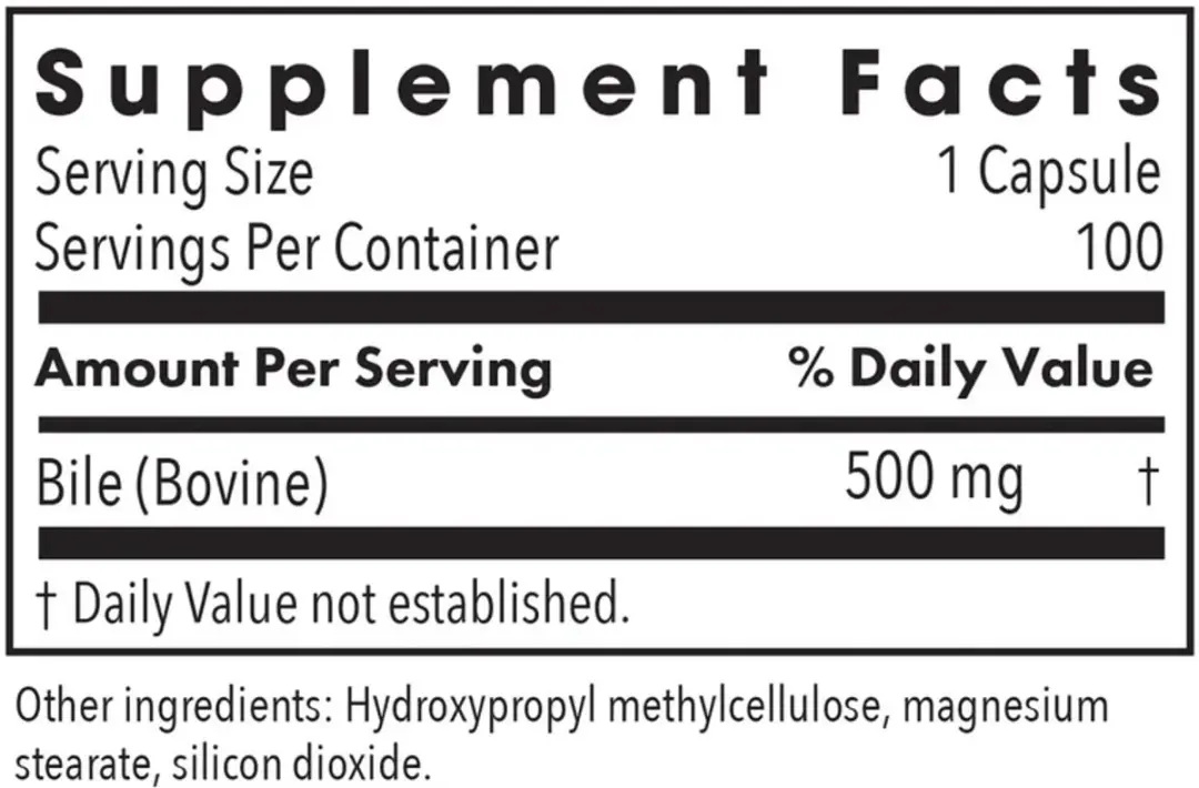 Allergy Research Group Ox Bile 500mg 100 Capsules